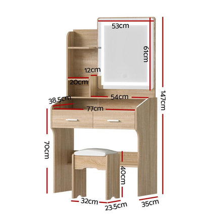 Artiss Dressing Table Set Stool Led Wood.