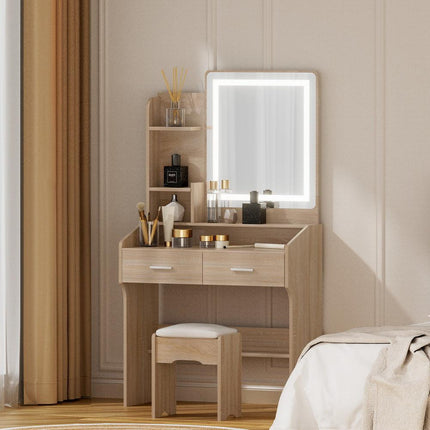 Artiss Dressing Table Set Stool Led Wood.