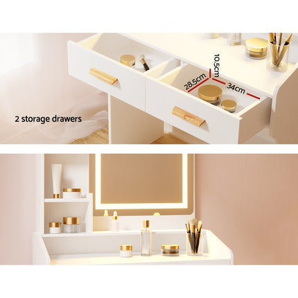 Artiss Dressing Table Set Stool Led White Doria.