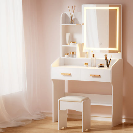 Artiss Dressing Table Set Stool Led White Doria.