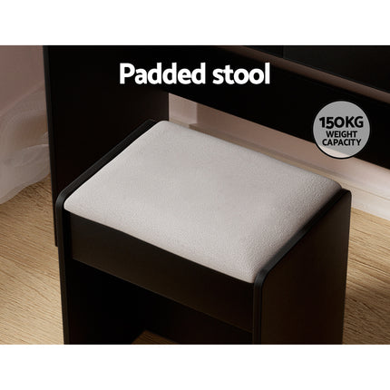 Artiss Dressing Table Set Stool 10 Led Bulbs Black Dulcea.