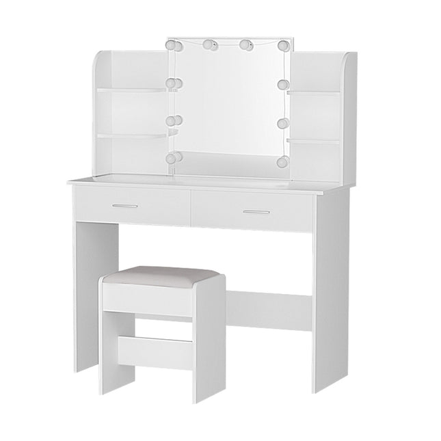 Artiss Dressing Table Set Stool 10 Led Bulbs White Dulcea.