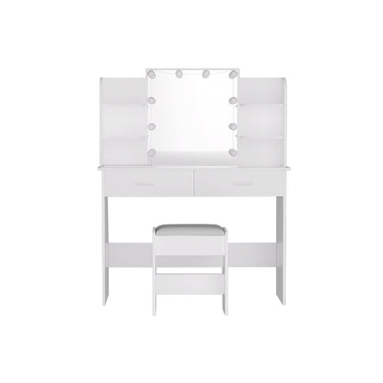 Artiss Dressing Table Set Stool 10 Led Bulbs White Dulcea.