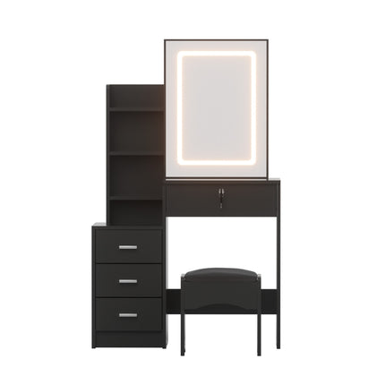 Artiss Dressing Table Vanity Desk Set Stool Led Black.