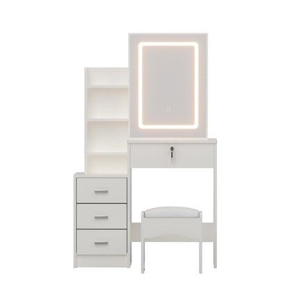 Artiss Dressing Table Vanity Desk Set Stool Led White.