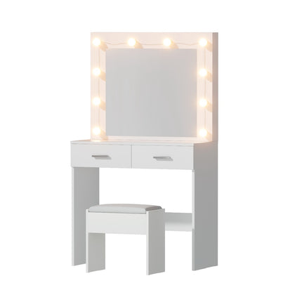 Artiss Dressing Table Vanity Desk Set Stool 10 Led Bulbs White.
