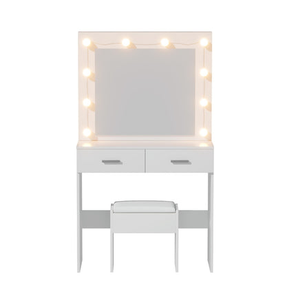 Artiss Dressing Table Vanity Desk Set Stool 10 Led Bulbs White.