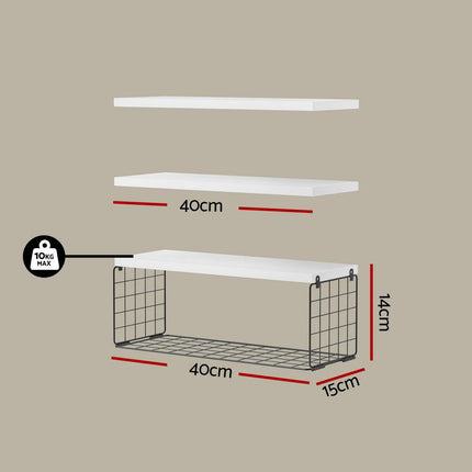 Artiss Floating Wall Shelf Set of 3 White.