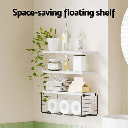 Artiss Floating Wall Shelf Set of 3 White.
