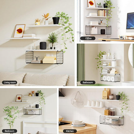 Artiss Floating Wall Shelf Set of 3 White.