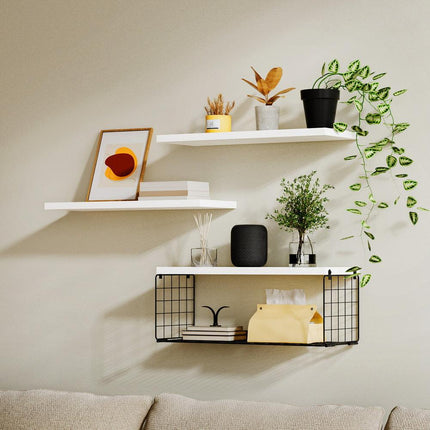 Artiss Floating Wall Shelf Set of 3 White.