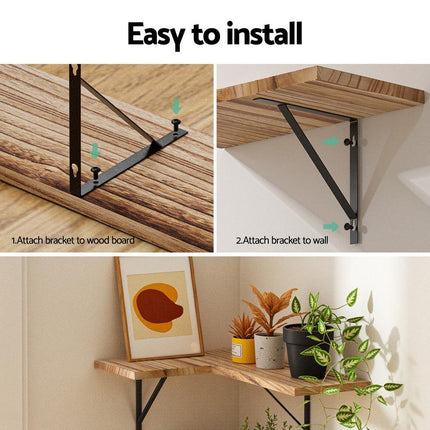 Artiss Floating Wall Shelf Corner Shelves Set of 4 Wood.
