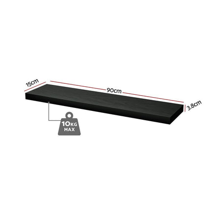 Artiss Floating Wall Shelf Set of 2 Black 90CM.