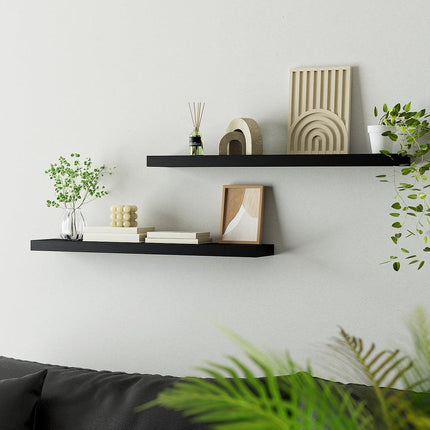Artiss Floating Wall Shelf Set of 2 Black 90CM.
