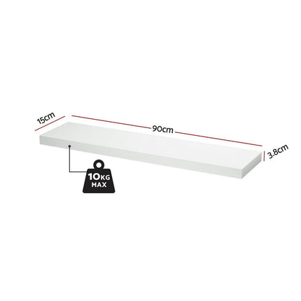 Artiss Floating Wall Shelf Set of 2 White 90CM.