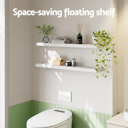 Artiss Floating Wall Shelf Set of 2 White 90CM.