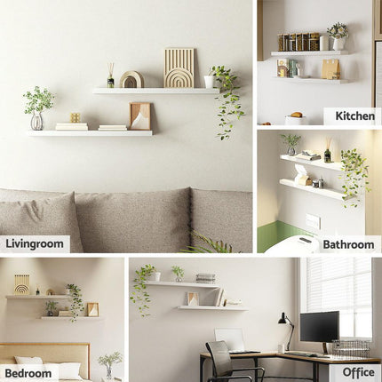 Artiss Floating Wall Shelf Set of 2 White 90CM.
