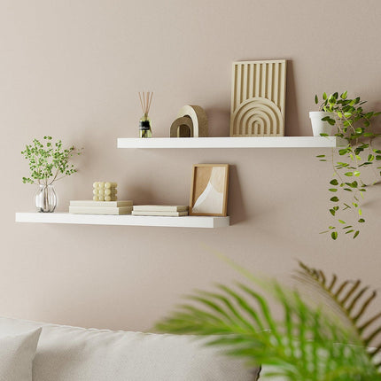 Artiss Floating Wall Shelf Set of 2 White 90CM.