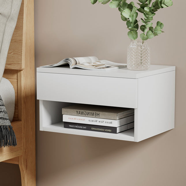 Artiss Floating Bedside Table Nightstand Drawer White.