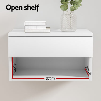 Artiss Floating Bedside Table Nightstand Drawer White.