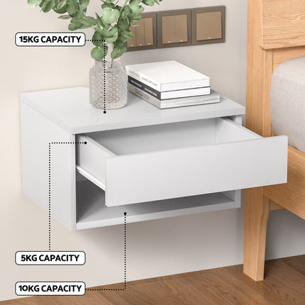 Artiss Floating Bedside Table Nightstand Drawer White.
