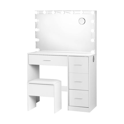 Artiss Dressing Table Set Stool 15 Led Bulbs White Darcy.