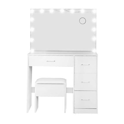 Artiss Dressing Table Set Stool 15 Led Bulbs White Darcy.