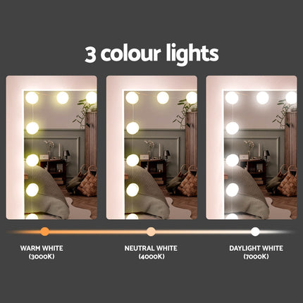 Artiss Dressing Table Set Stool 15 Led Bulbs White Darcy.