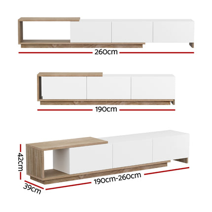 Artiss TV Cabinet Entertainment Unit Stand Extendable White Oak.
