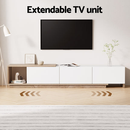 Artiss TV Cabinet Entertainment Unit Stand Extendable White Oak.