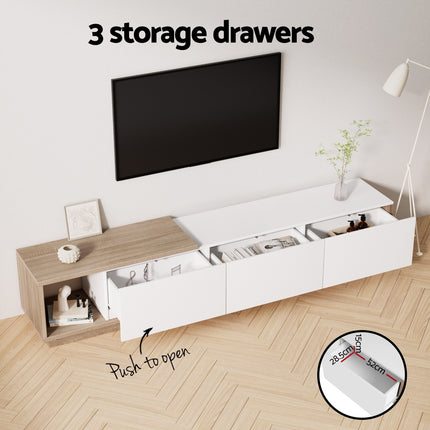 Artiss TV Cabinet Entertainment Unit Stand Extendable White Oak.