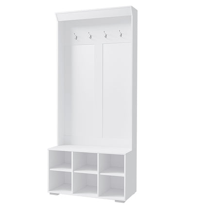 Artiss Shoe Rack Cabinet Hall Tree Coat Rack 180CM White.