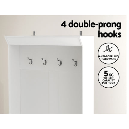 Artiss Shoe Rack Cabinet Hall Tree Coat Rack 180CM White.