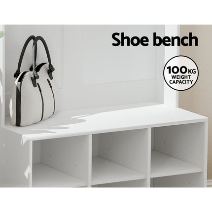 Artiss Shoe Rack Cabinet Hall Tree Coat Rack 180CM White.