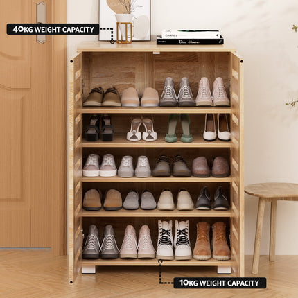 Artiss Shoe Rack Cabinet 20 Pairs 5-tier Wood Alster.