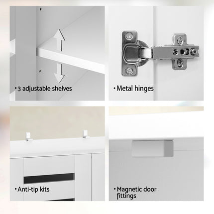 Artiss Shoe Rack Storage Cabinet 20 Pairs 5-tier White Alster.