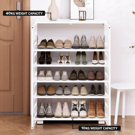 Artiss Shoe Rack Storage Cabinet 20 Pairs 5-tier White Alster.