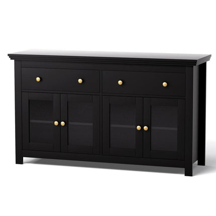 Artiss Buffet Sideboard Storage Cabinet Kitchen Cupboard Clear Door Drawer Black.