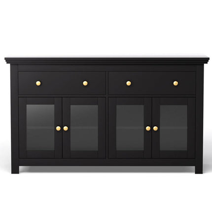 Artiss Buffet Sideboard Storage Cabinet Kitchen Cupboard Clear Door Drawer Black.