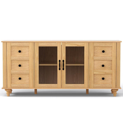 Artiss Buffet Sideboard Storage Cabinet Kitchen Cupboard Faux Drawer 150CM Pine.