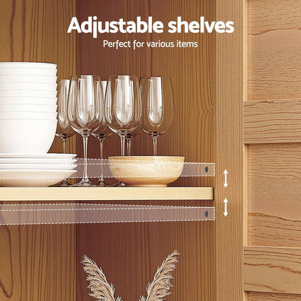 Artiss Buffet Sideboard Storage Cabinet Kitchen Cupboard Faux Drawer 150CM Pine.
