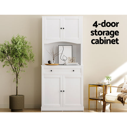 Artiss Buffet Sideboard Cabinet Cupboard Pantry Storage Shelves Hutch White.