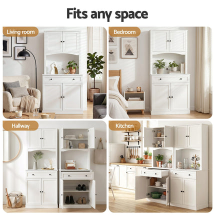Artiss 2x Buffet Sideboard Hutch Pantry Cabinet Kitchen Storage BEINI White
