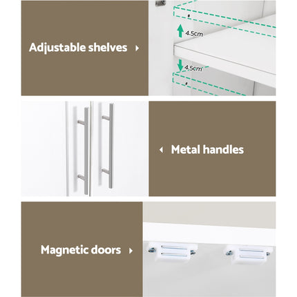 Artiss 2 Door Buffet Sideboard Cupboard Cabinet Pantry White.