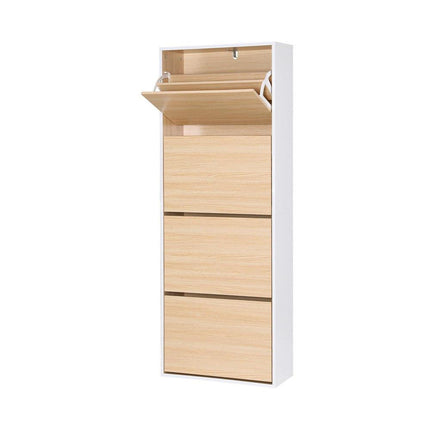 Artiss Shoe Rack Cabinet 24 Pairs Adjustable Shelf Pine.