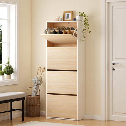 Artiss Shoe Rack Cabinet 24 Pairs Adjustable Shelf Pine.