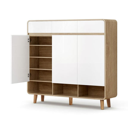 Artiss Shoe Rack Cabinet 25 Pairs Storage Cupboard Pine&White.