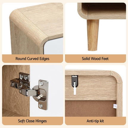 Artiss Shoe Rack Cabinet 25 Pairs Storage Cupboard Pine&White.