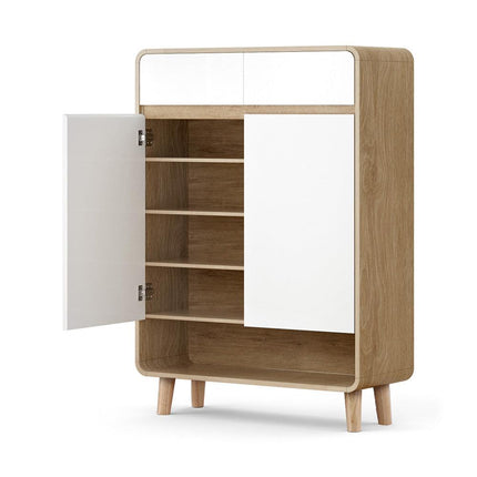 Artiss Shoe Rack Cabinet 20 Pairs Storage Cupboard Pine&White.