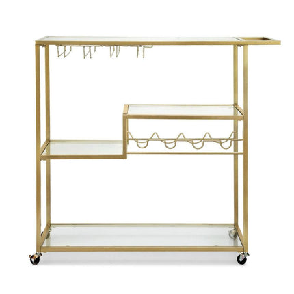 Artiss Bar Cart Drink Trolley Serving Cocktail Wine Rack Glass Holder 102cm Gold.
